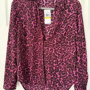 Michael Kors Vibrant Pink Leopard Blouse